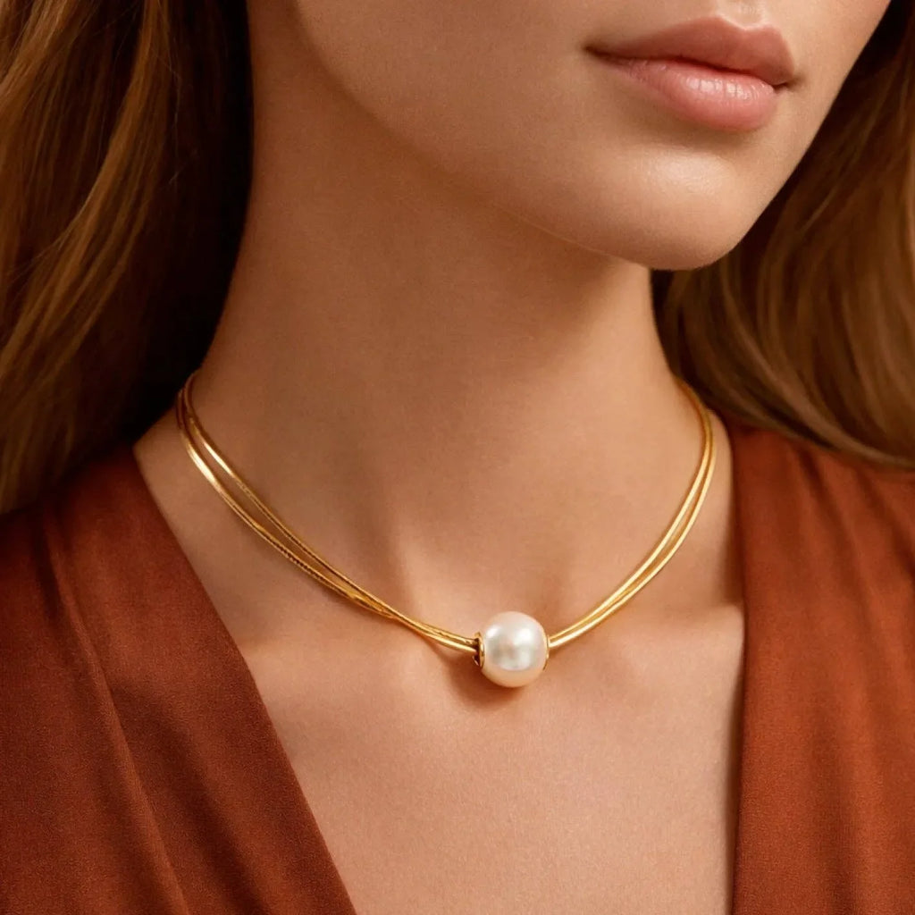 Boudica Big Pearl Necklace | Waterproof 18k Gold
