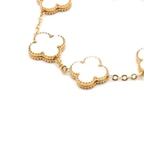 Alora Four-Leaf White Clover Bracelet | Waterproof 18k Gold