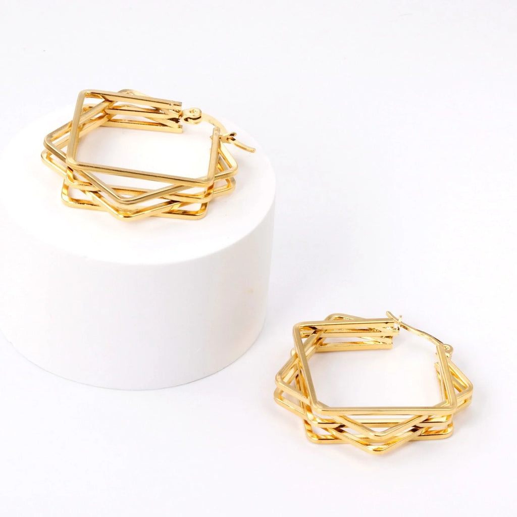 Cecilia Geometric Hoops | Waterproof 18k Gold