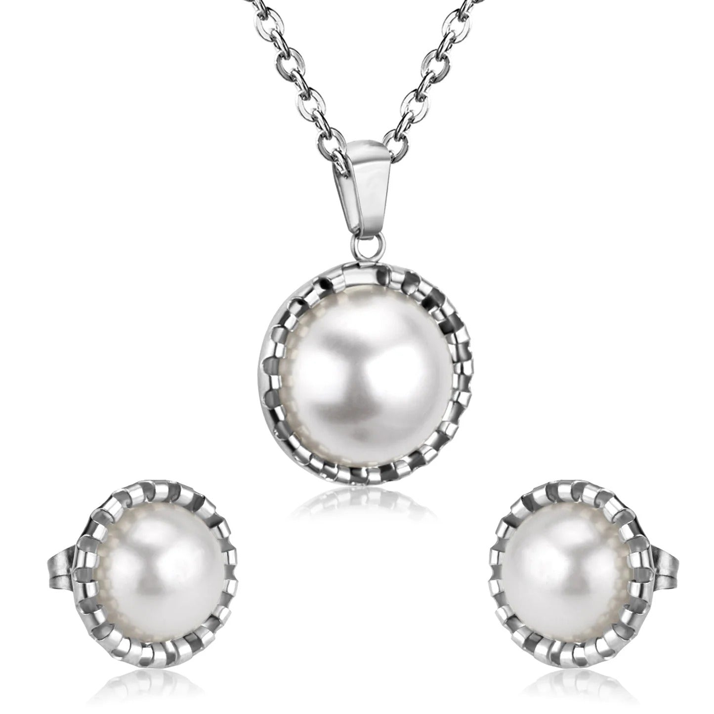 Kiki White Pearl Encased Medallion Set | Buy Set or Individual