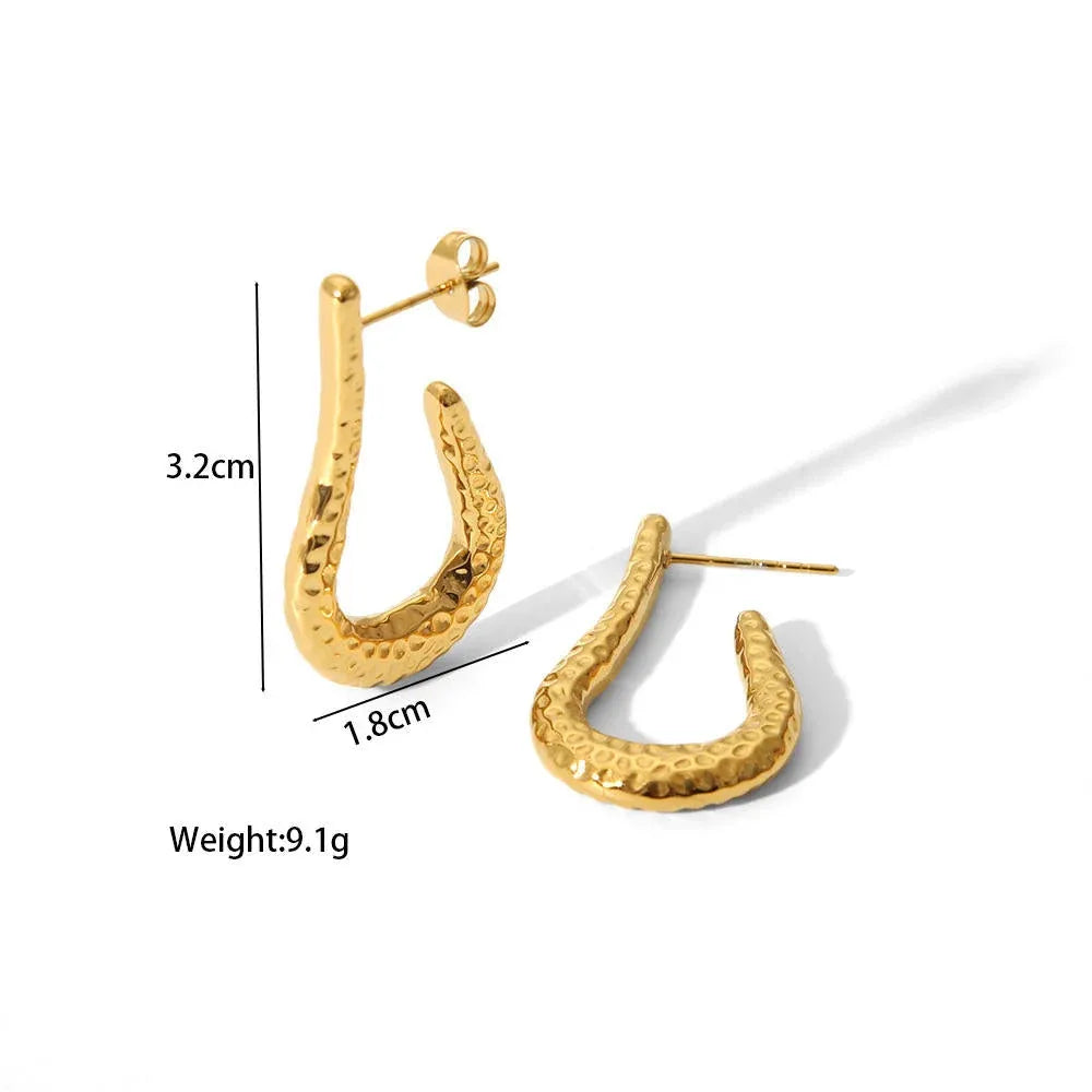 Camila Hammered Hoop Earrings | Waterproof 18k Gold