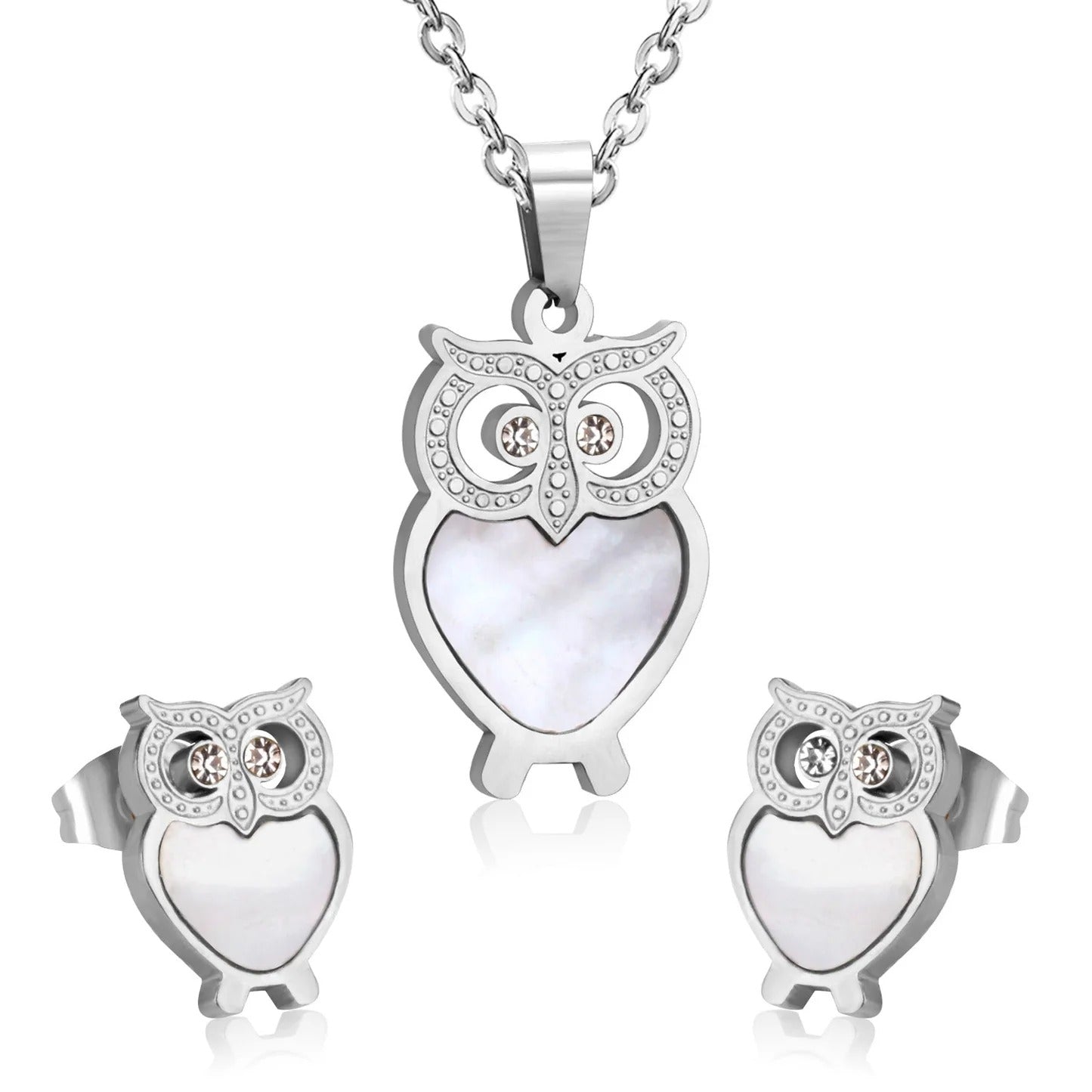 Millie Lustrous Pearl Inlay Owl Set | Buy Set or Individual