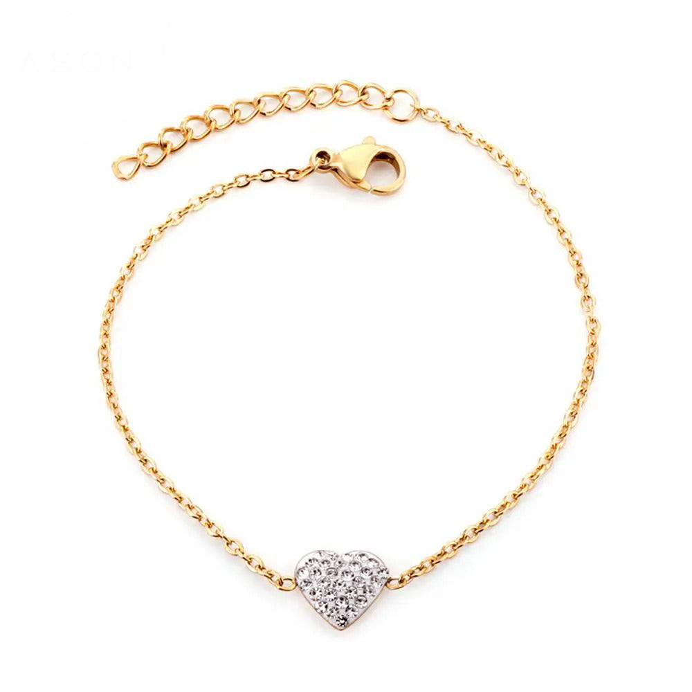 Bluey Crystal Heart Bracelet | Waterproof 18k Gold