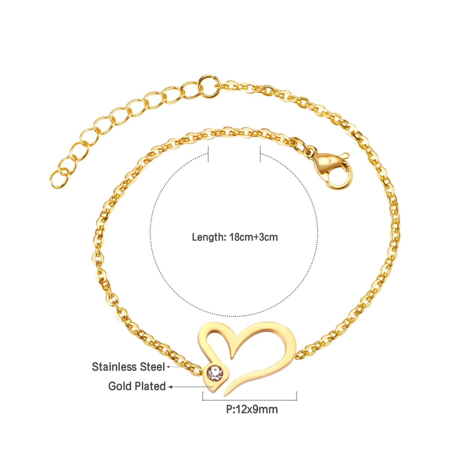 Bonnie Love Heart Bracelet | Waterproof 18k Gold & Silver