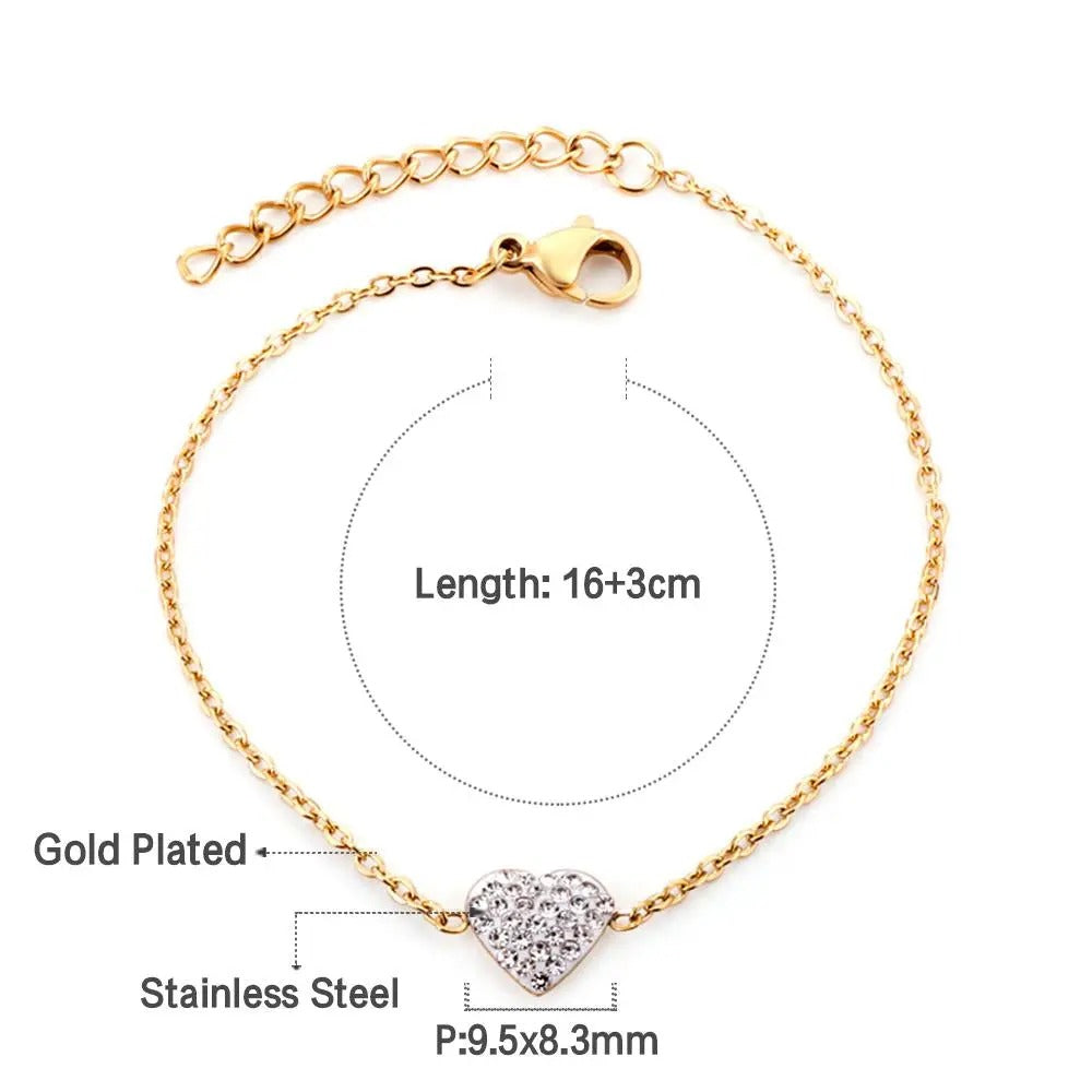 Bluey Crystal Heart Bracelet | Waterproof 18k Gold