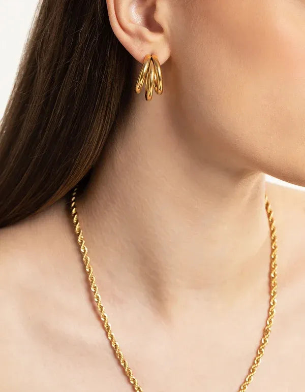 Blair Triple Hoop Earrings | Waterproof 18k Gold