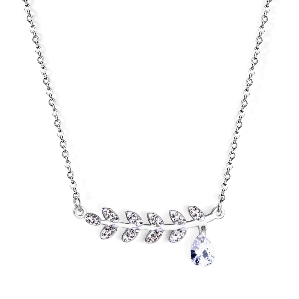 Autumn Leaves Necklace | Waterproof Steel Silver