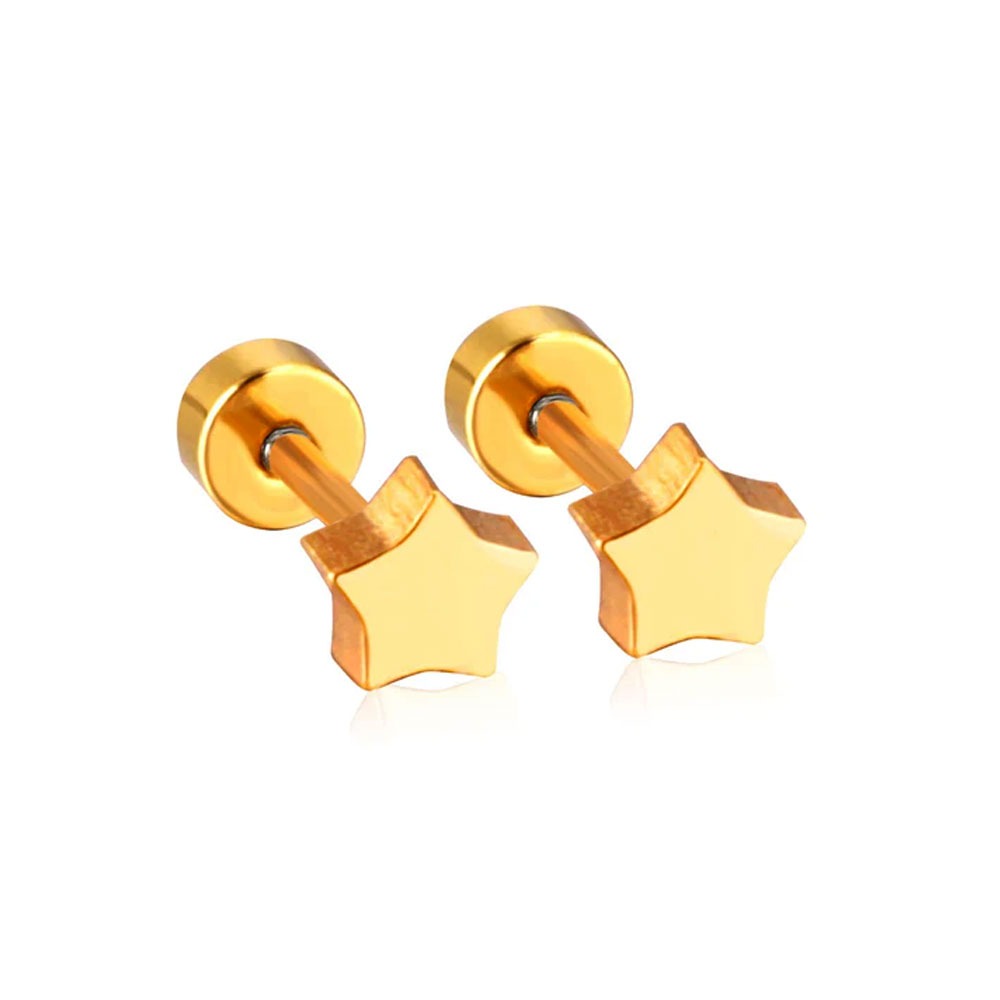 Amber Star Secure Screw-Back Studs suitable for lobe, helix & multiple ear piercings