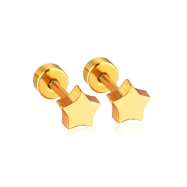 Amber Star Secure Screw-Back Studs suitable for lobe, helix & multiple ear piercings