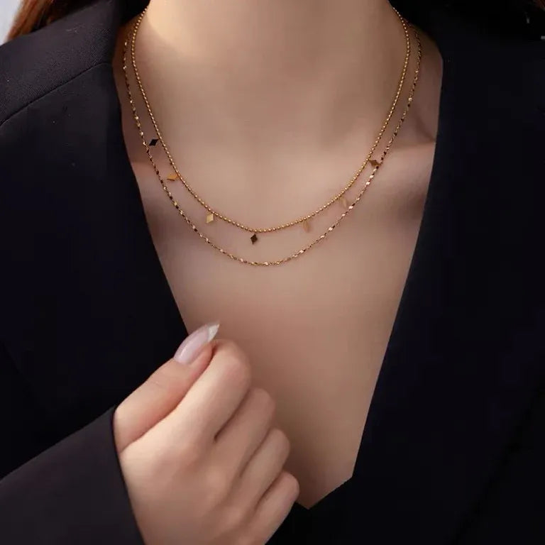 Bellamy Double Layer Necklace | Waterproof 18k Gold