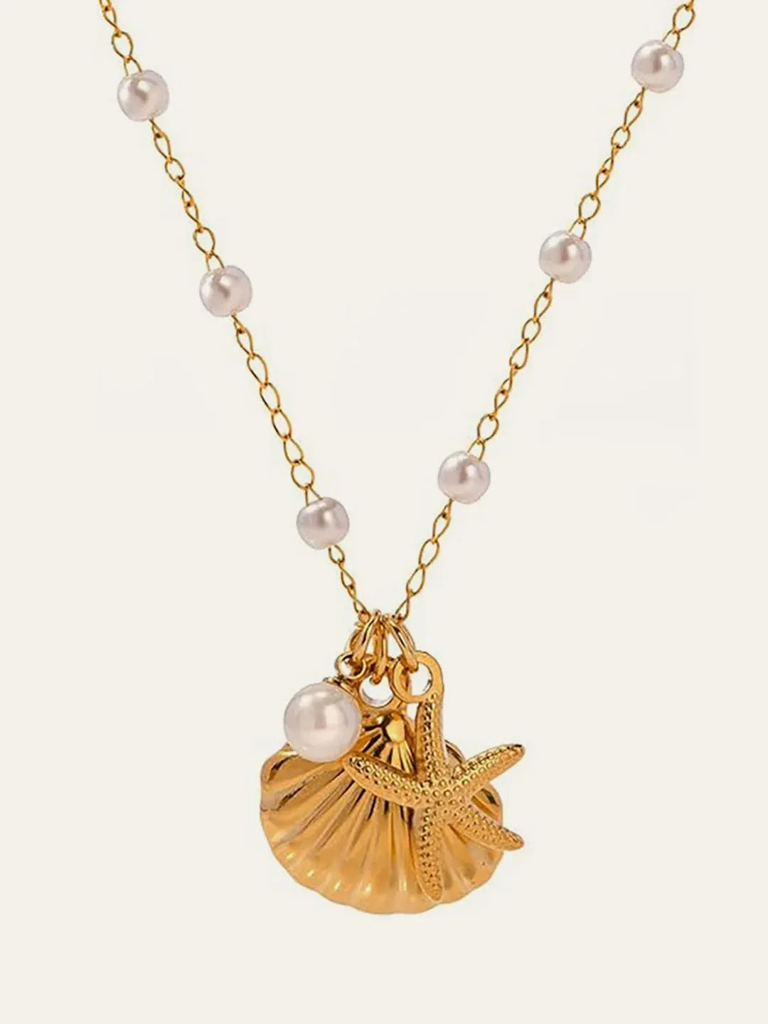Ava Ocean Charm Pearl Necklace | Waterproof 18k Gold