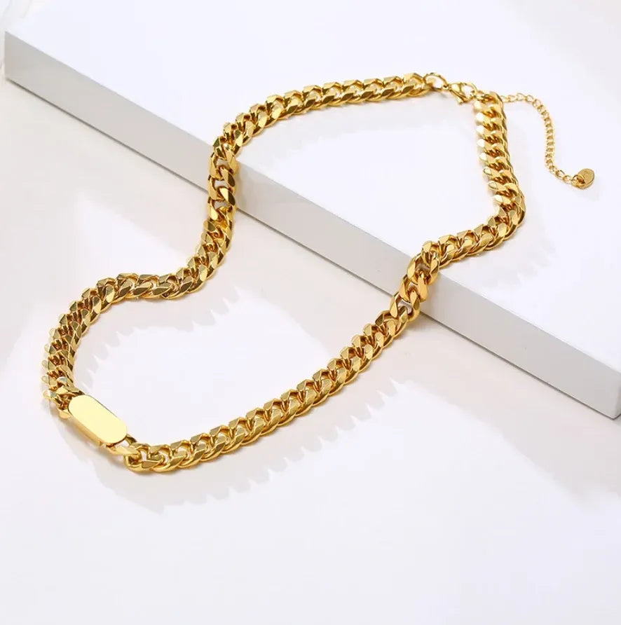 Elarose Linking Chain Bar Necklace | Waterproof 18k Gold