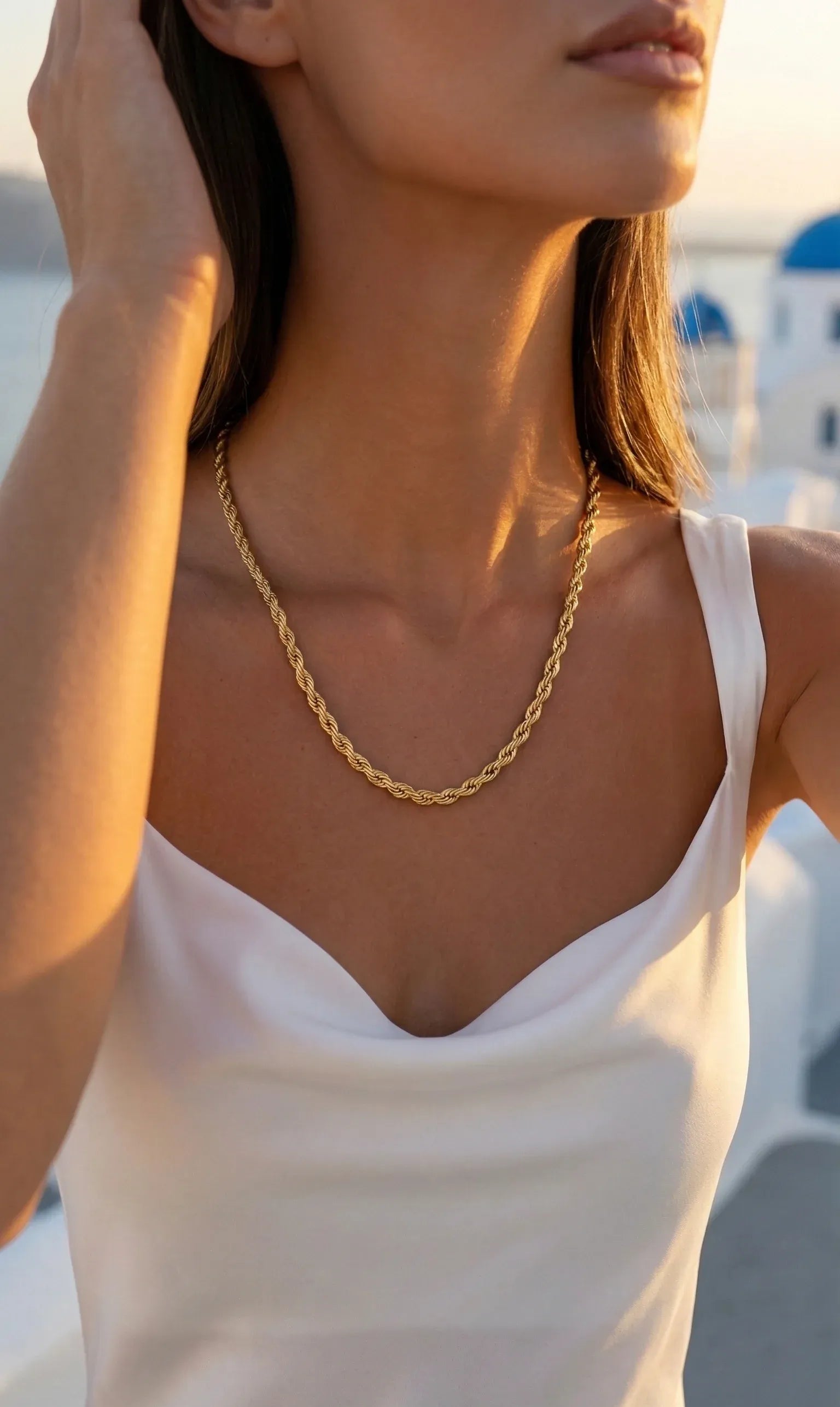 Bellae Twsited Rope Chain Necklace | Waterproof 18k Gold