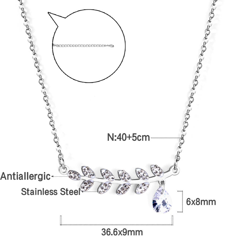 Autumn Leaves Necklace | Waterproof Steel Silver