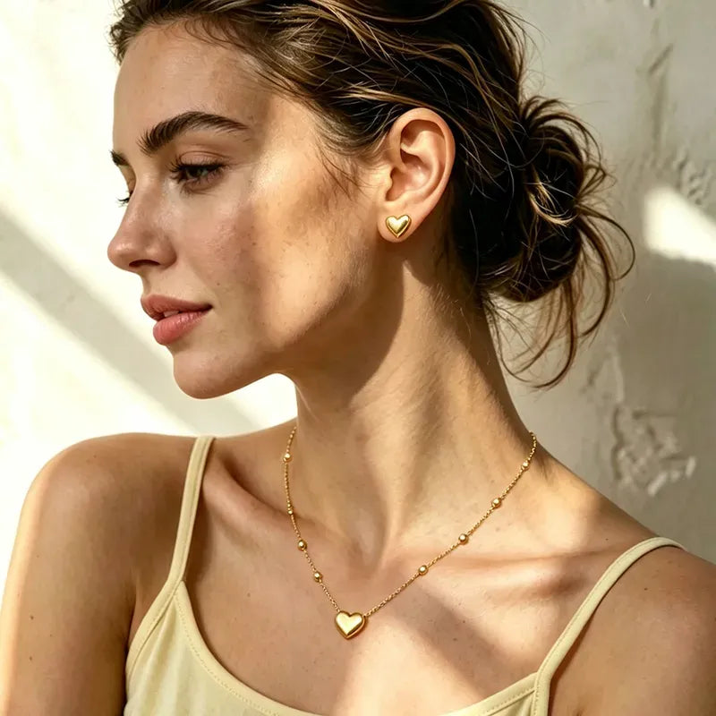Brea Heart Stud Earrings | Waterproof 18k Gold