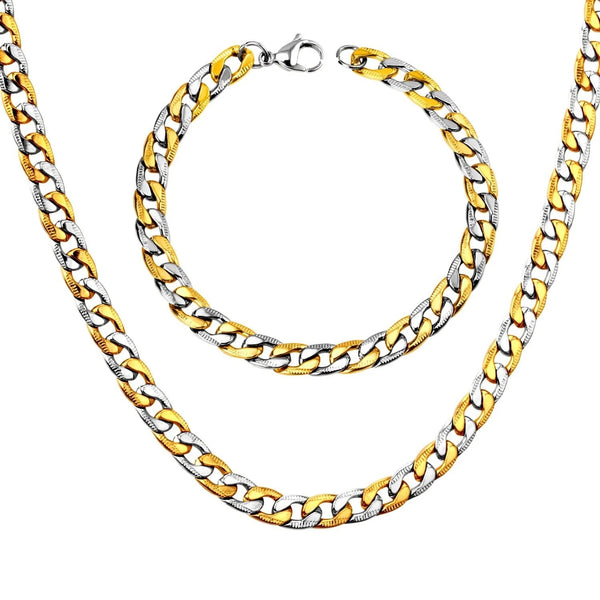 Andreas	Cuban Necklace 50cm & Bracelet 22cm Two-tone Set-	Buy Set or Individually