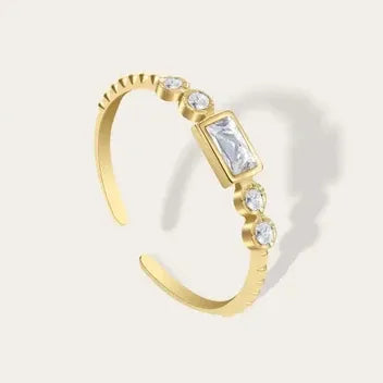 Amelie Crystal Open Ring | Waterproof 18k Gold