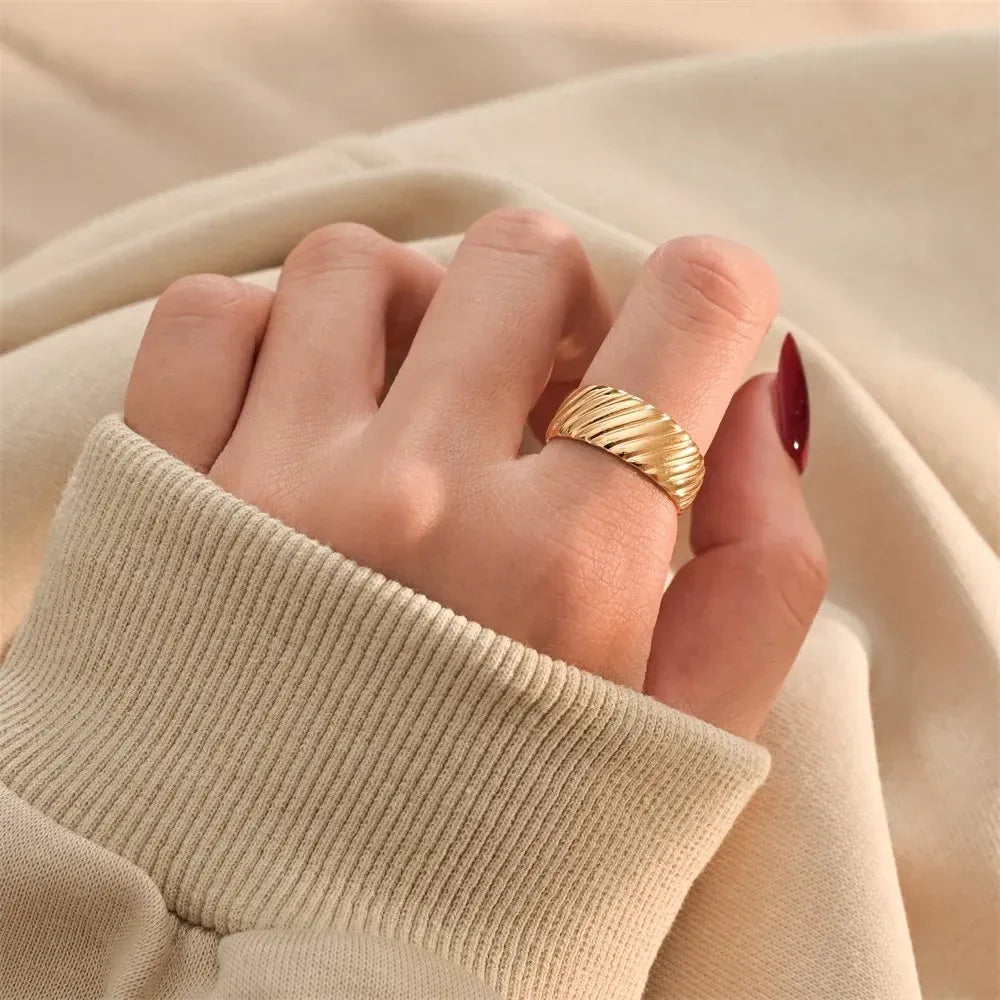 Aethel Textured Wrap Adjustable Ring | Waterproof 18k Gold & Silver