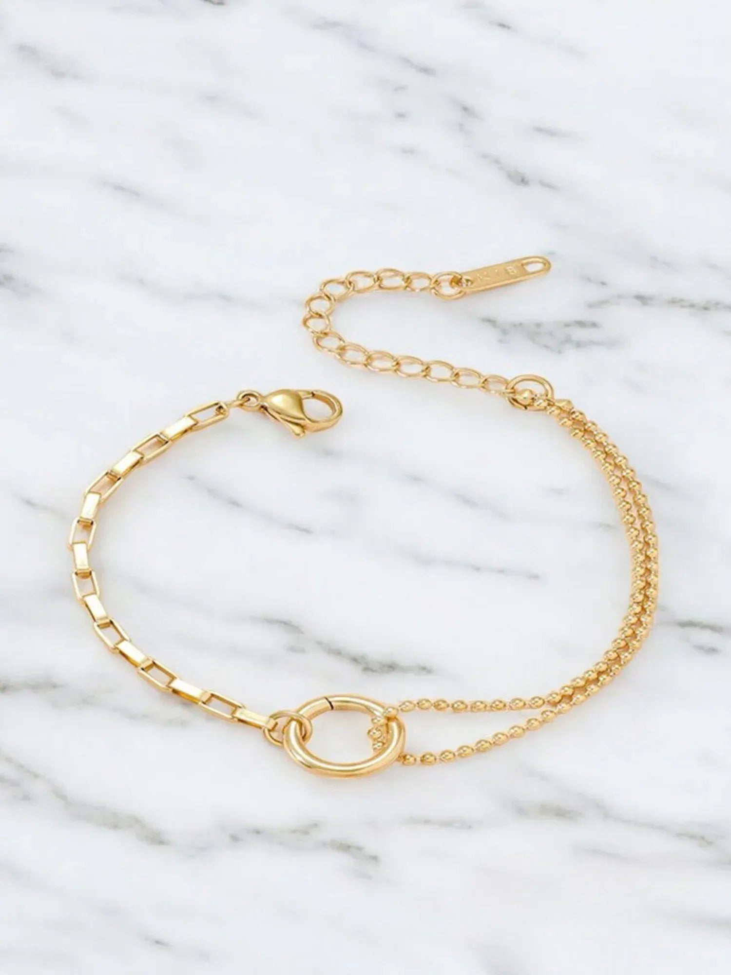Briana Double Chain Circle Bracelet | Waterproof 18k Gold