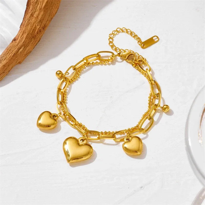 Eira Heart Charms Bracelet | Waterproof 18k Gold