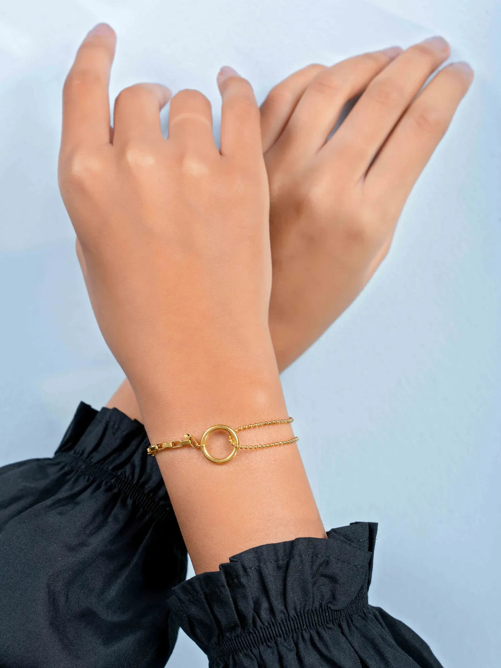 Briana Double Chain Circle Bracelet | Waterproof 18k Gold