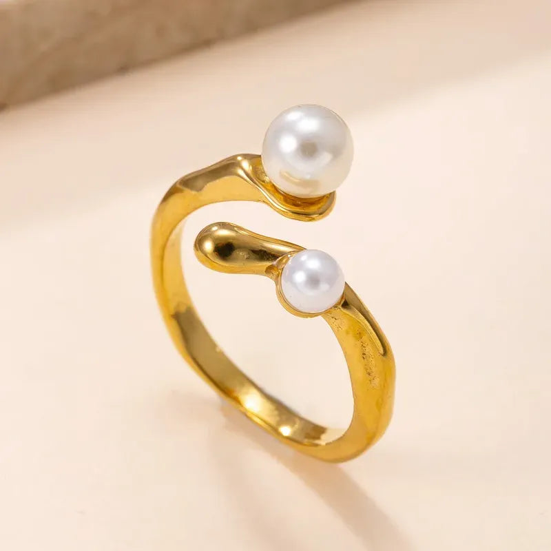 Apol Pearl Wrap Adjustable Ring | Waterproof 18k Gold