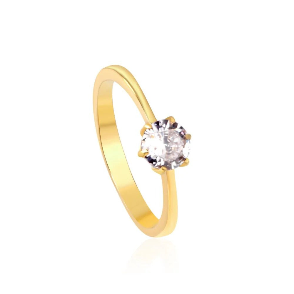 Leela CZ Solitaire Ring | Waterproof 18K Gold