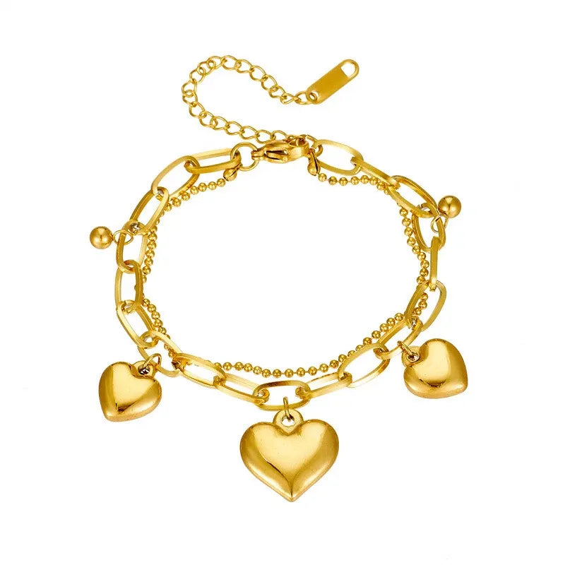 Eira Heart Charms Bracelet | Waterproof 18k Gold