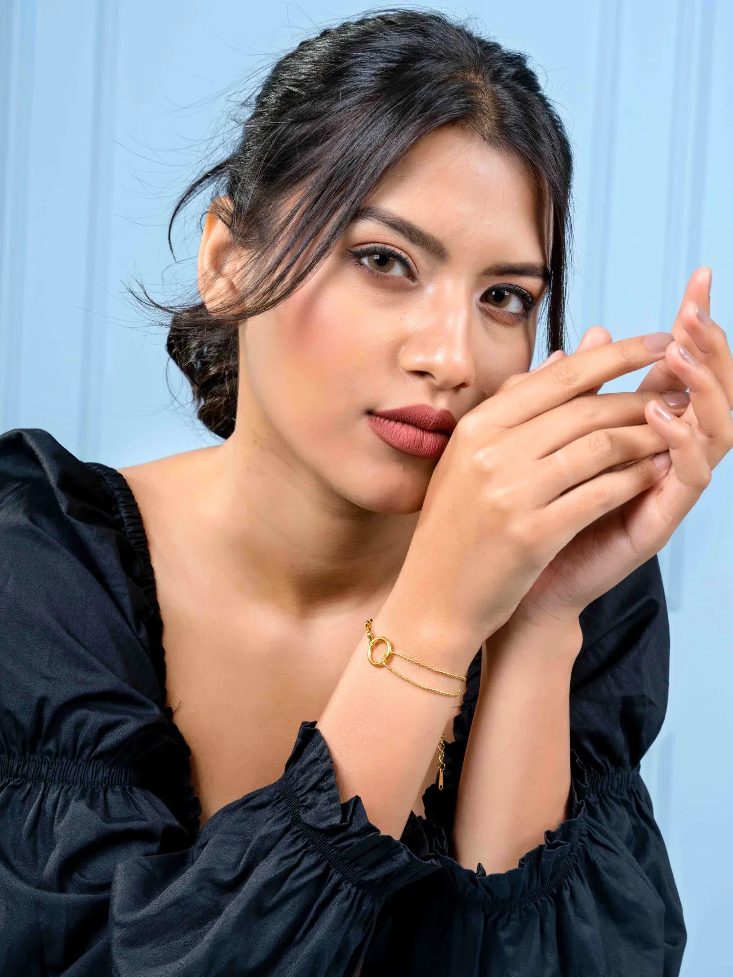 Briana Double Chain Circle Bracelet | Waterproof 18k Gold
