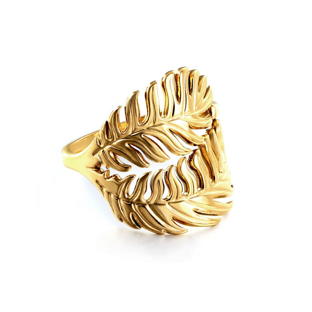 Lena Double Leaf Ring | Waterproof 18K Gold