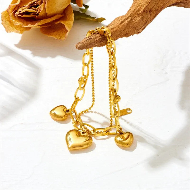 Eira Heart Charms Bracelet | Waterproof 18k Gold