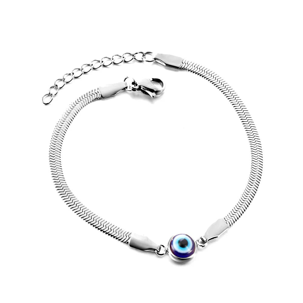 Freya Evil Eye Chain Bracelet | Waterproof Silver Steel