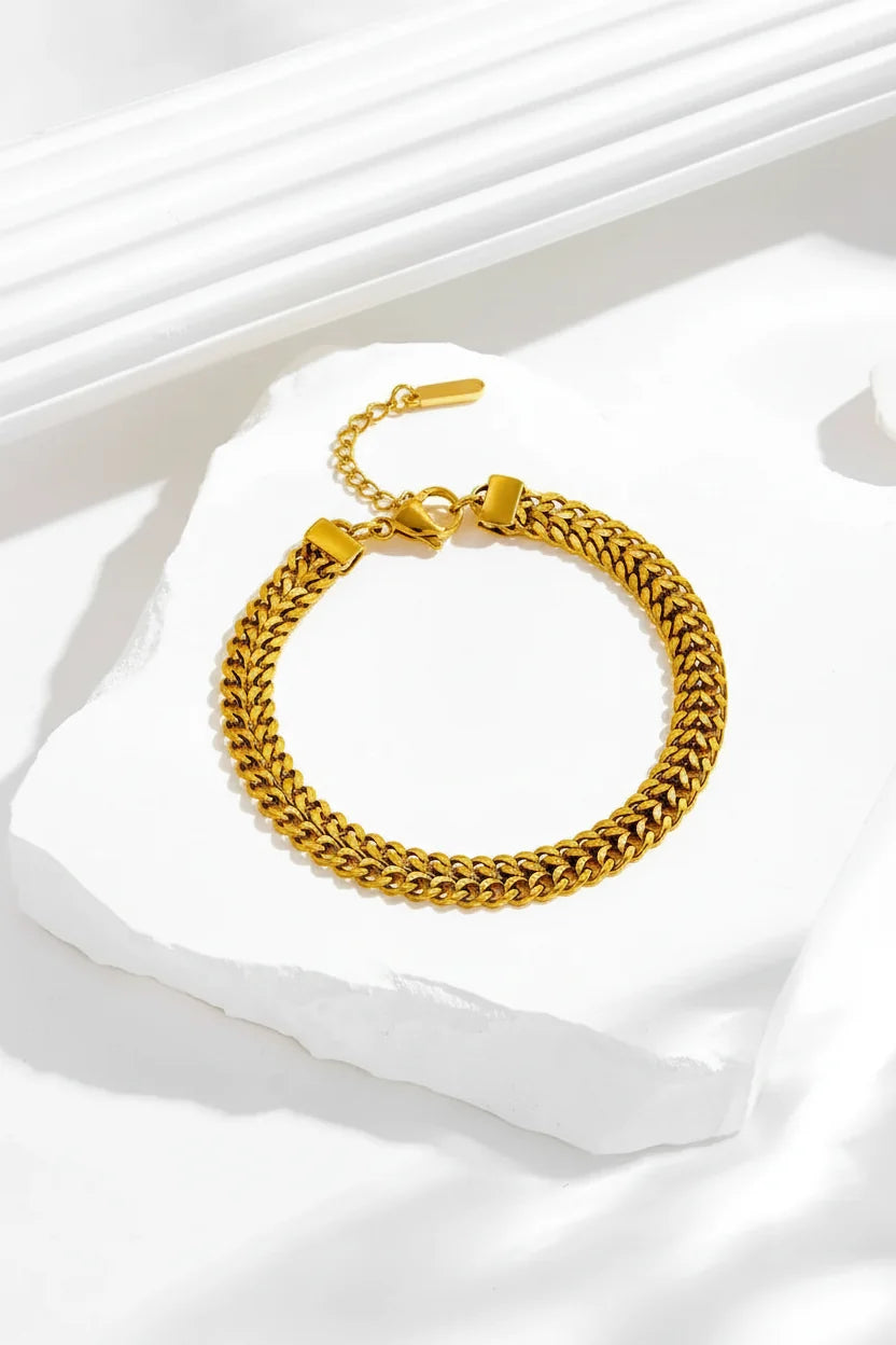 Elaris Double Curb Chain Bracelet | Waterproof 18k Gold