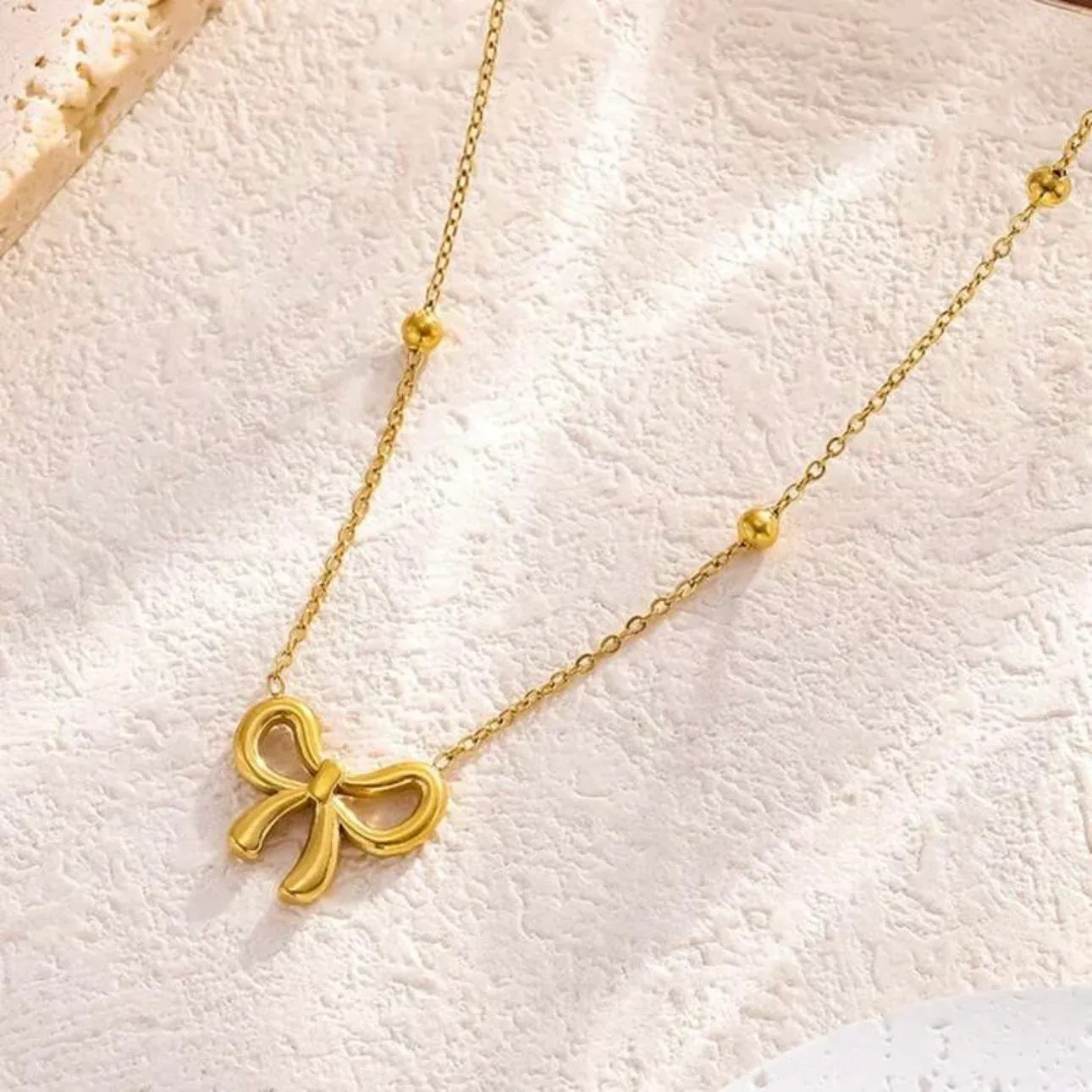 Bettie Bow Tie Necklace | Waterproof 18k Gold