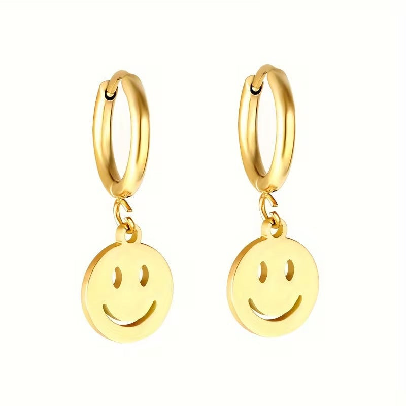 Ripple Smiley Huggie Hoops