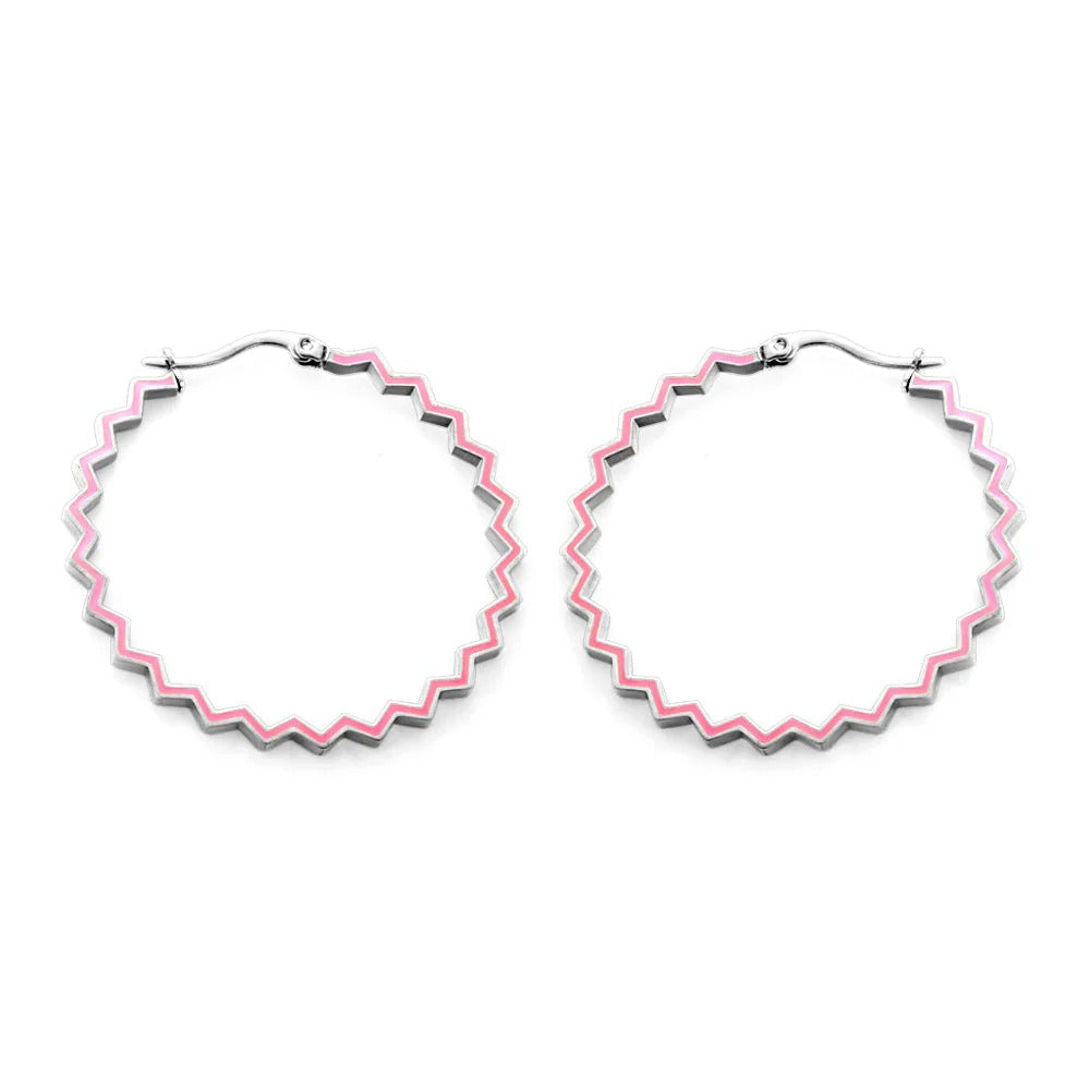 Natalia Wavy Hoops | Waterproof Silver