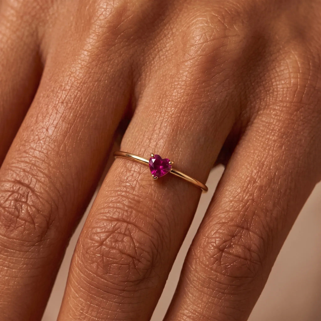 Bria Crystal Heart Open Ring – 5 Colors | Waterproof 18k Gold
