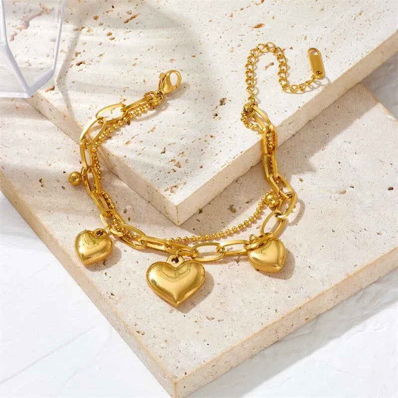 Eira Heart Charms Bracelet | Waterproof 18k Gold