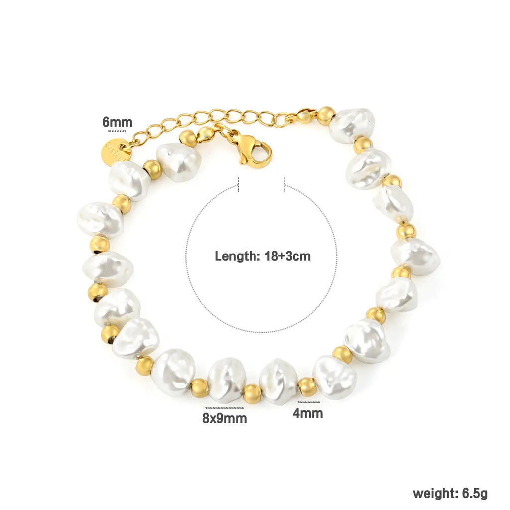 India White Baroque pearls Bracelet | Waterproof 18K Gold