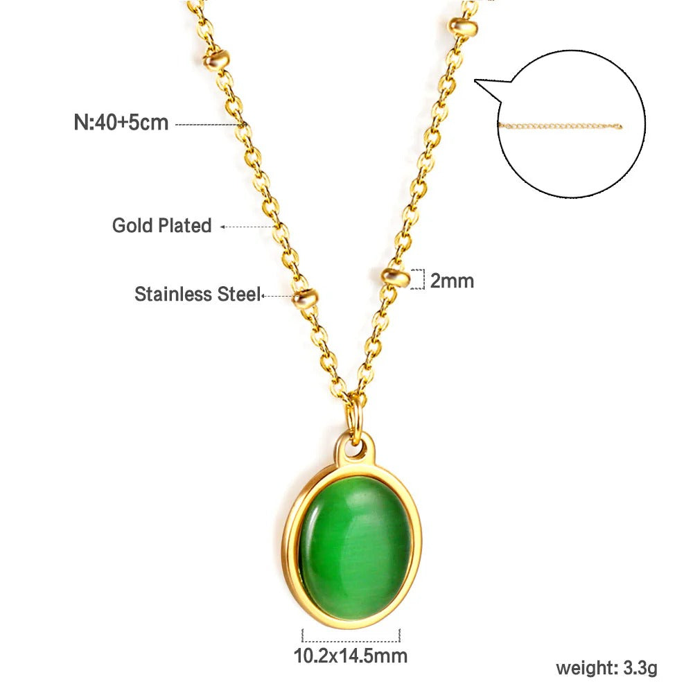 Berkeley Emerald Green Necklace | Waterproof 18k Gold