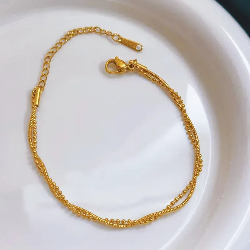 Elvana Twisted Double-Strand Bracelet | Waterproof 18k Gold
