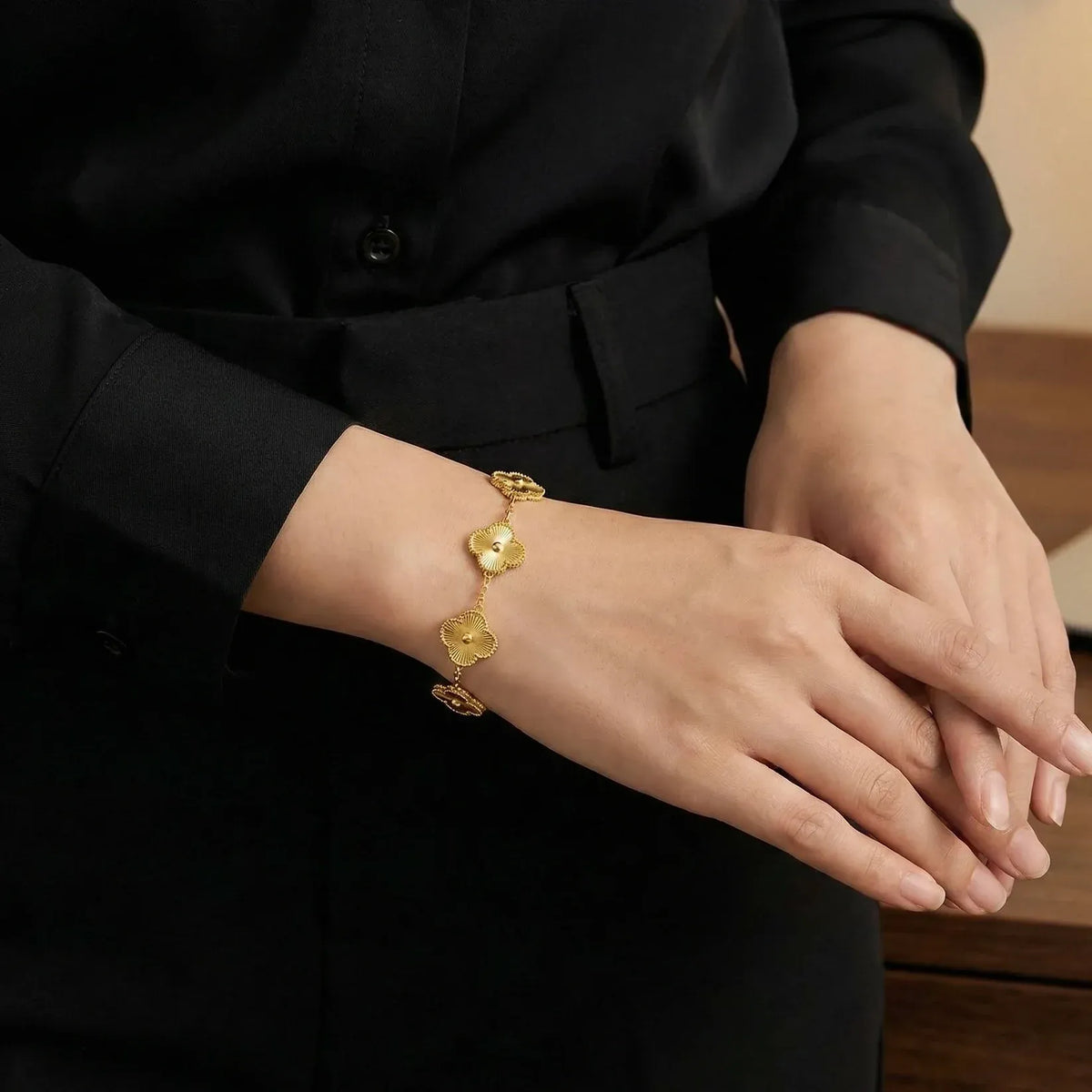 Alora Four-Leaf Gold Clover Bracelet | Waterproof 18k Gold