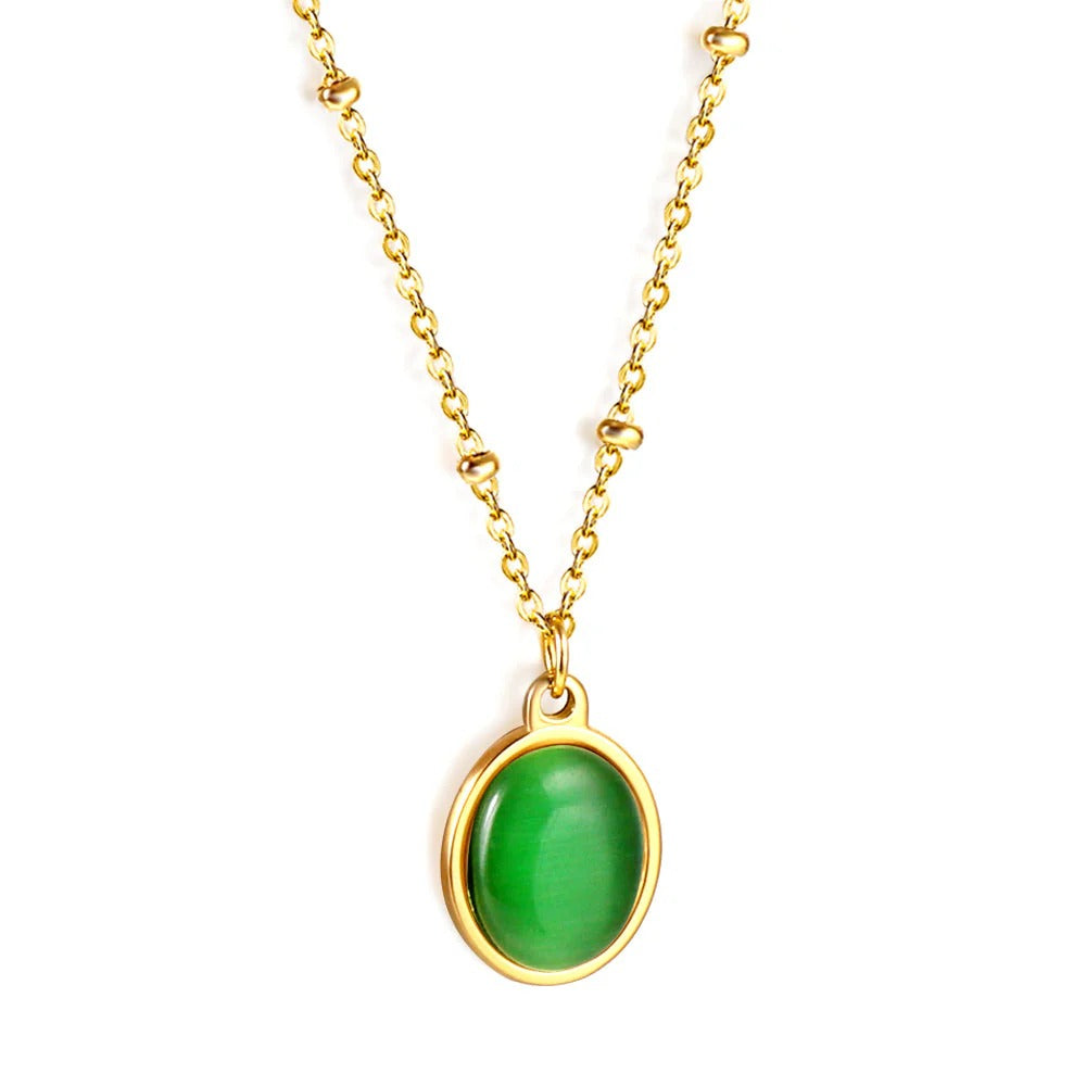 Berkeley Emerald Green Necklace | Waterproof 18k Gold