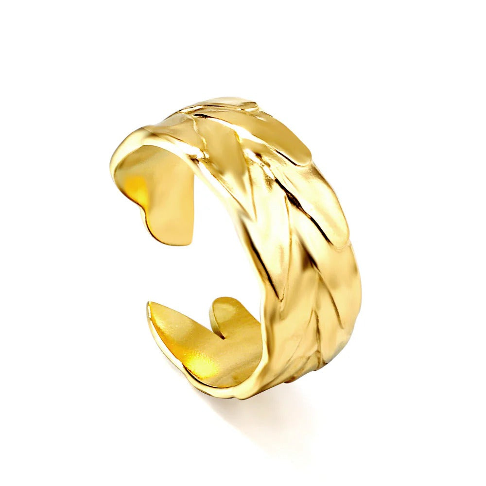 Gane Leaf Cuff Ring | Waterproof 18K Gold