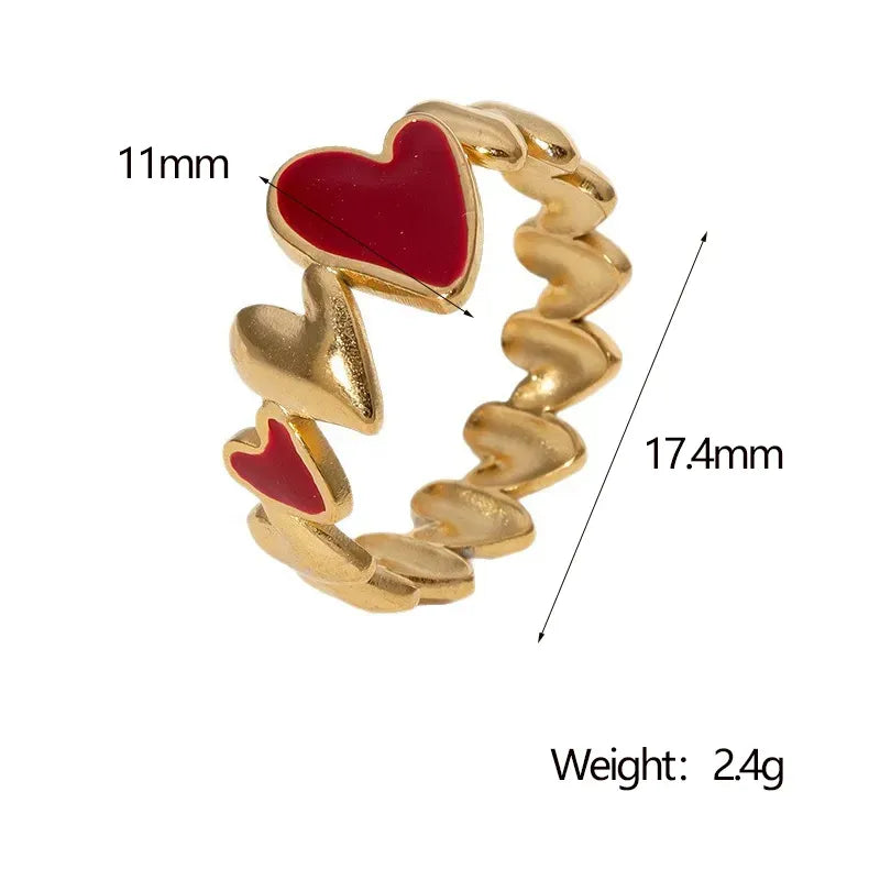 Aurelia Red Heart Open Ring | Waterproof 18k Gold