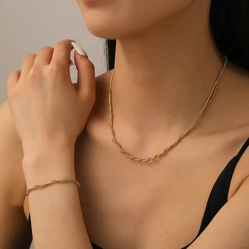 Elvana Twisted Double-Strand Bracelet | Waterproof 18k Gold