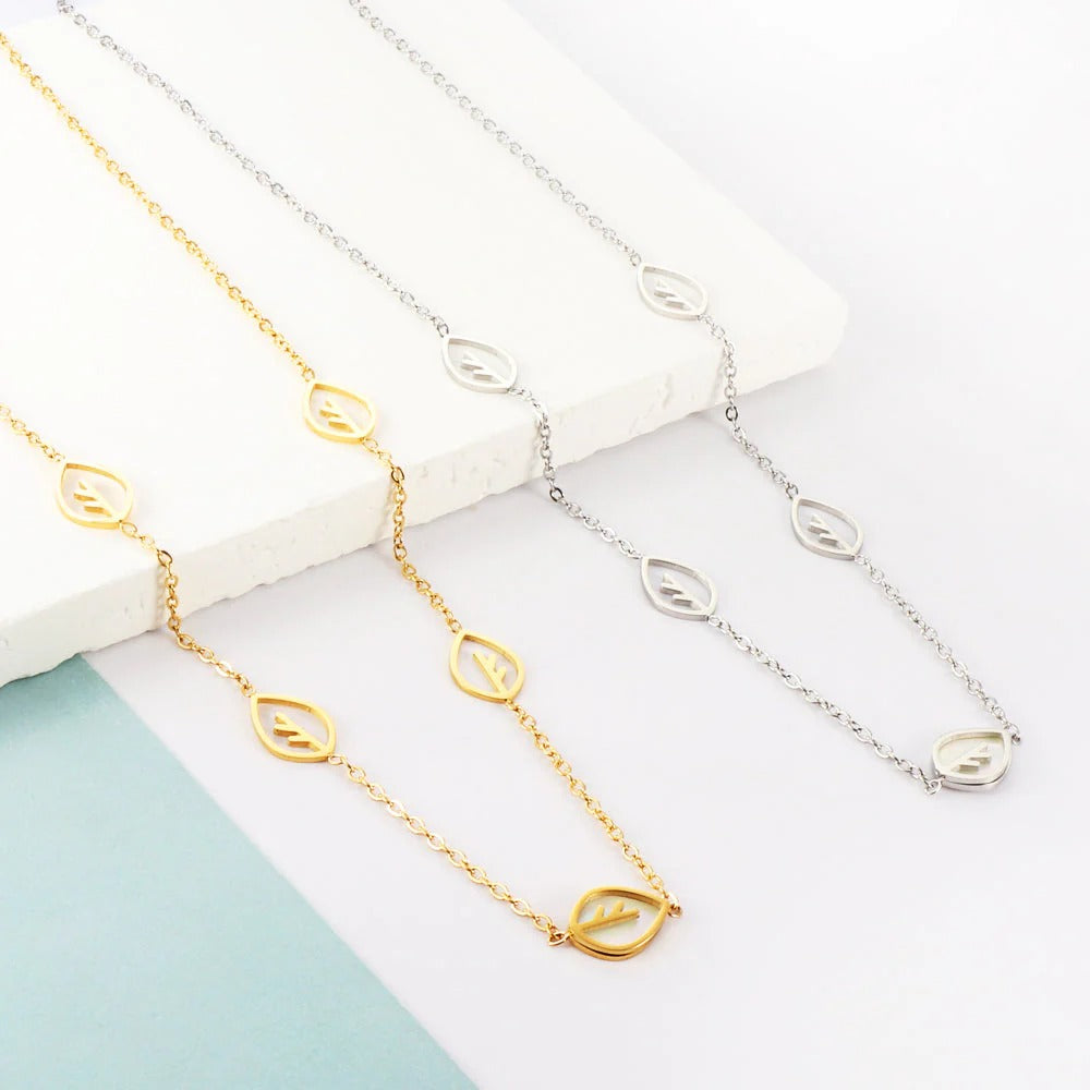 Ember Shell Leaves Necklace | Waterproof 18k Gold & Silver
