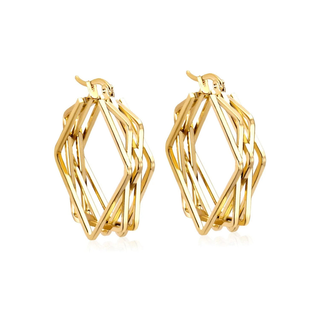 Cecilia Geometric Hoops | Waterproof 18k Gold