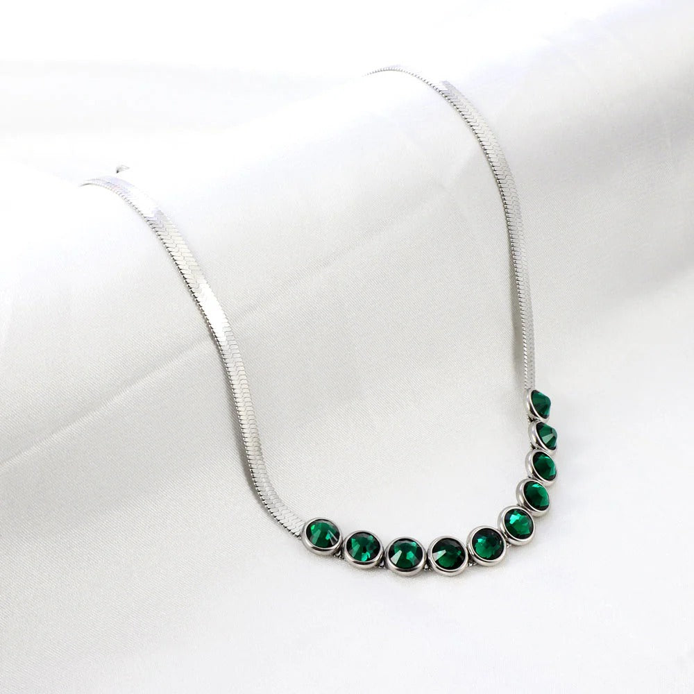 Elsa Green Emerald Necklace | Waterproof 18k Gold & Silver