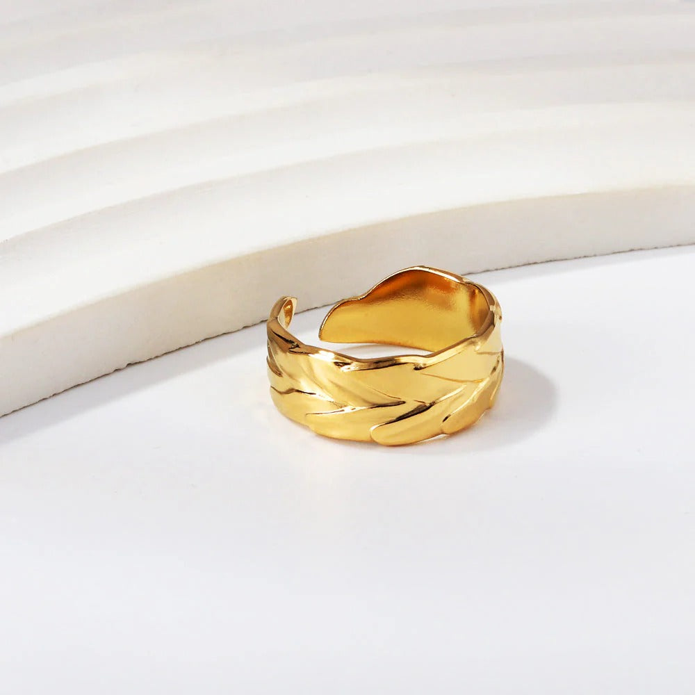Gane Leaf Cuff Ring | Waterproof 18K Gold